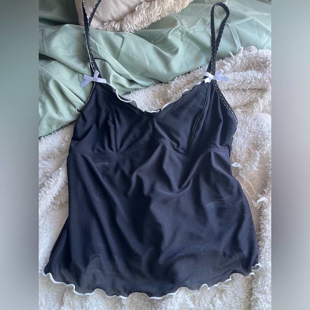 Urban Outfitters black mesh top with bows